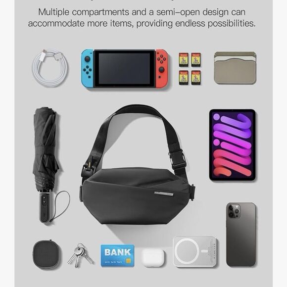 INATECK Sling Bag Stylish Crossbody Bag Splash-resistant Chest Bag Travel Pack - Picture 5 of 8